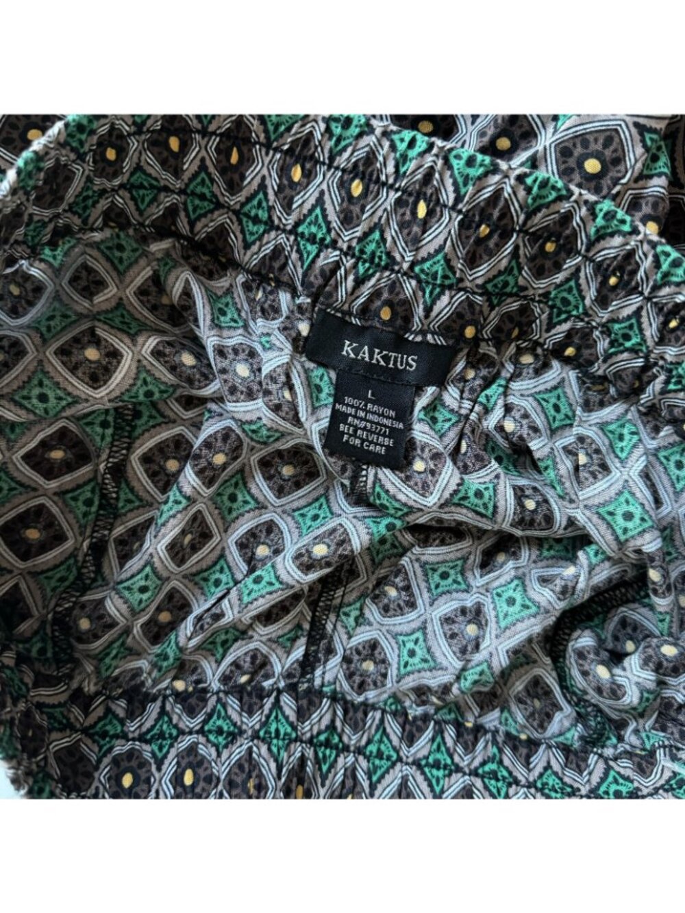 Kaktus Pants Size Large Green Multi High Waisted Women Pants. NWT - Picture 5 of 12